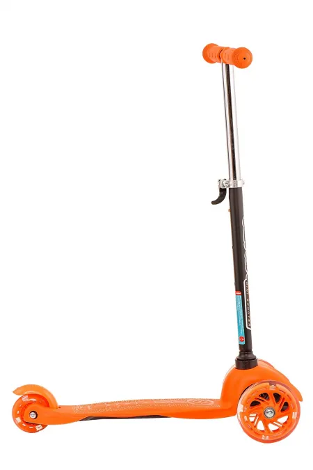 Shinaro Scooter Mini Led Işıklı 3 Tekerlekli Yükseklik Ayarlı Turuncu Shinaro Scooter Mini Led Işıklı 3 Tekerlekli Yükseklik Ayarlı Turuncu